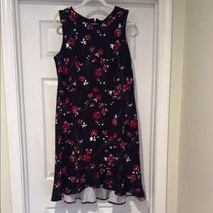 Roz & Ali Black Dress with Red Floral Pattern